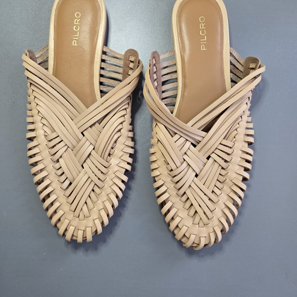 Pilcro Shoes - Pilcro Beige Woven Mules